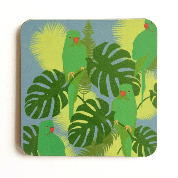 Parakeets Posing Coaster