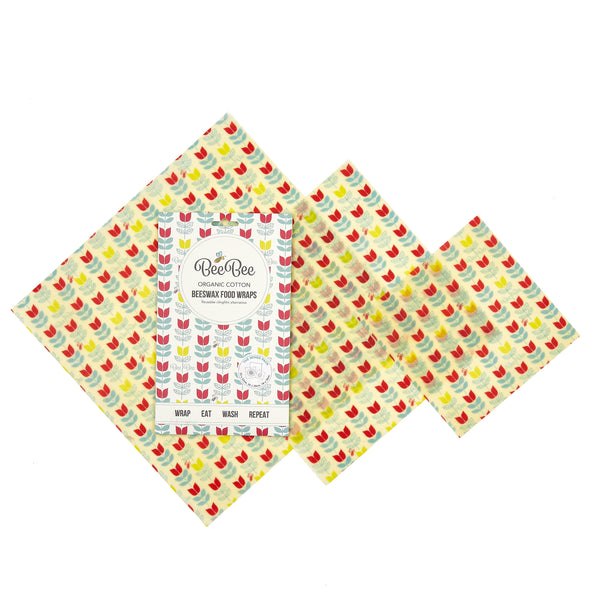 BeeBee Wraps Mixed Size Pack - Tulip (Beeswax)