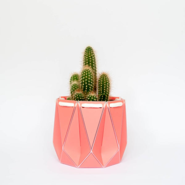 15cm origami plant pot coral | POTR | Your British Store